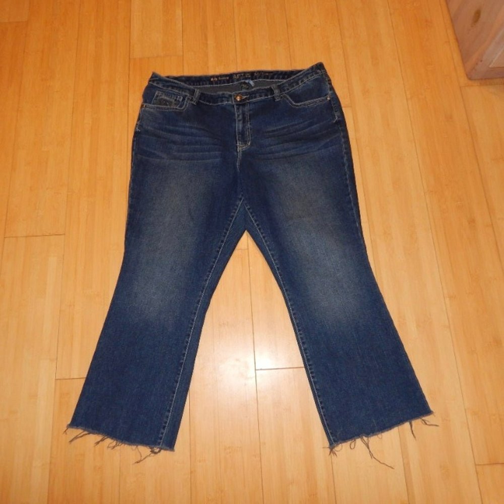 Apt 9 Plus Size 18W Baby Cropped Modern Jeans Denim Pants Raw Edge Distressed